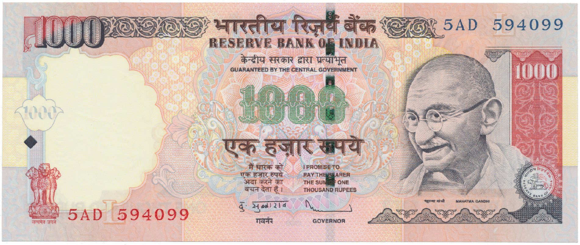 Indie, 1000 Rupees 2009, P.100n