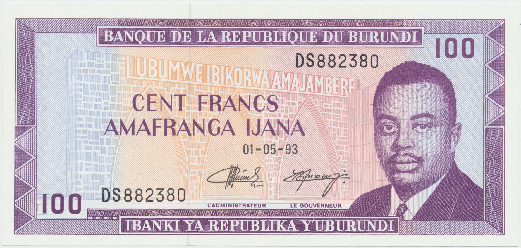 Burundi, 100 Francs 1988-1993, P.29c