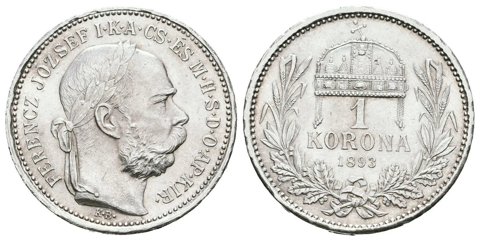 1 Koruna 1893 KB, luxusní zachovalost, lesk, nep. rysky — 1