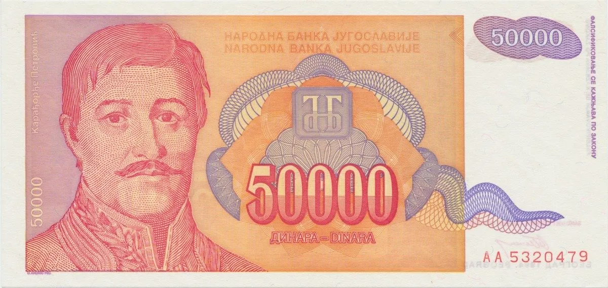 Jugoslávie, 50.000 Dinara 1994, P.142
