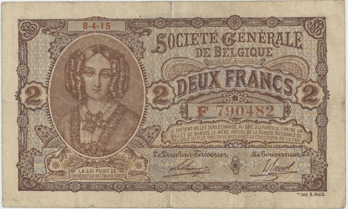 Belgie, 2 Francs 1915, P.87
