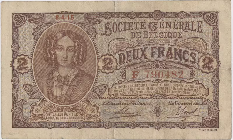 Belgie, 2 Francs 1915, P.87