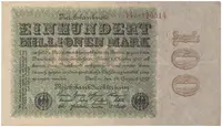 Německo, 100 Millionen Mark 1923, Eichenlaub, Ro.106c