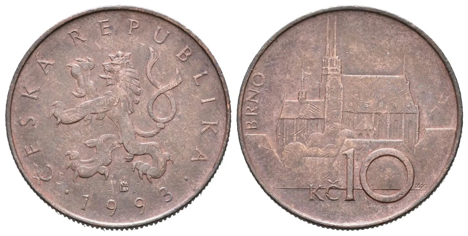 10 Kč 1993 - varianta malé Kč, raženo pouze 1000 ks, velmi vzácná_RR! — 1