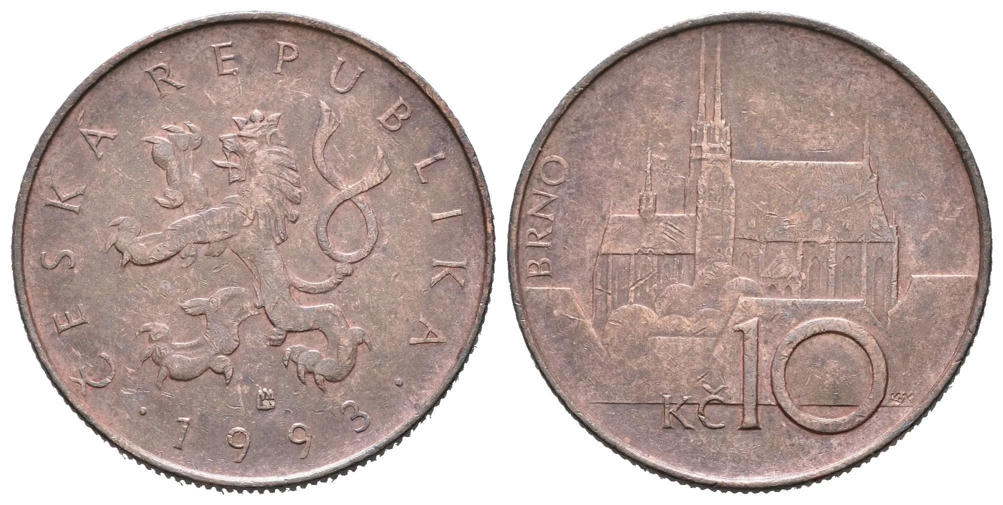 10 Kč 1993 - varianta malé Kč, raženo pouze 1000 ks, velmi vzácná_RR! — 1