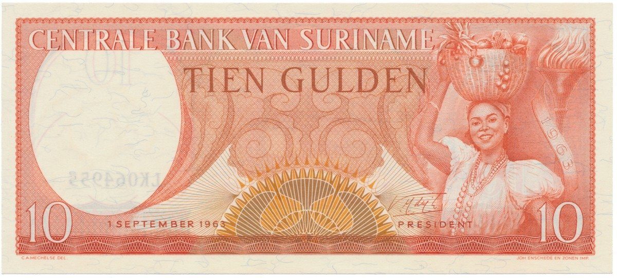 Surinam, 10 Gulden 1963, P.121