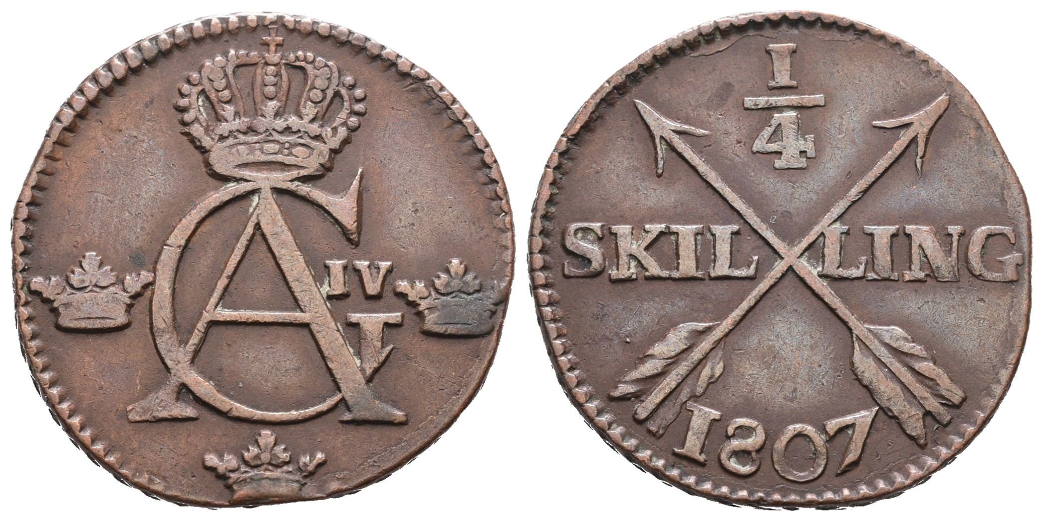 Švédsko, 1/4 Šilinku 1807