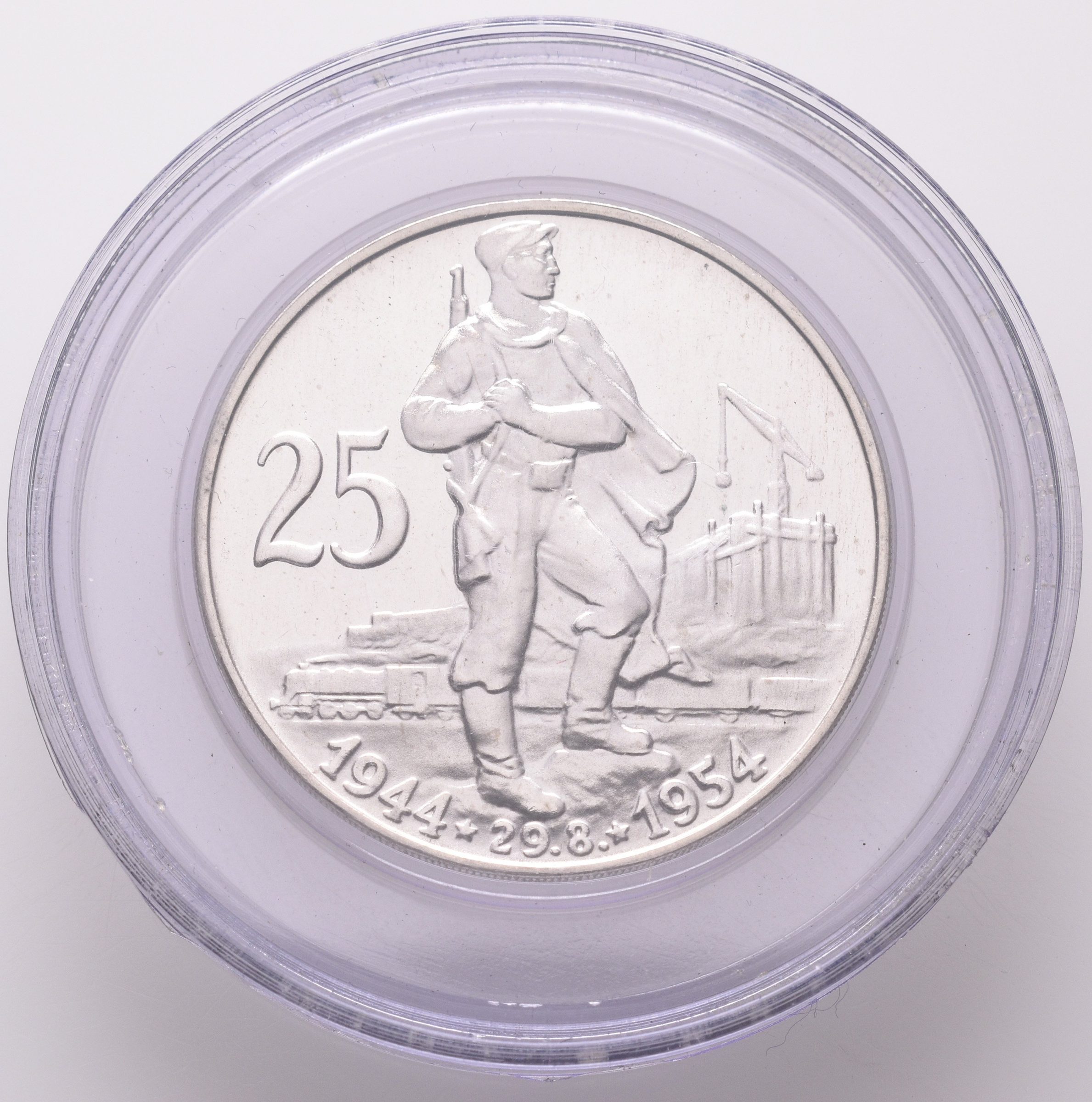 25 Kčs 1954 - 10. výročí SNP, PROOF, původní etue