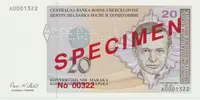 Bosna a Hercegovina, 20 Konvert. Marka (1998), anulát - SPECIMEN, P.65s