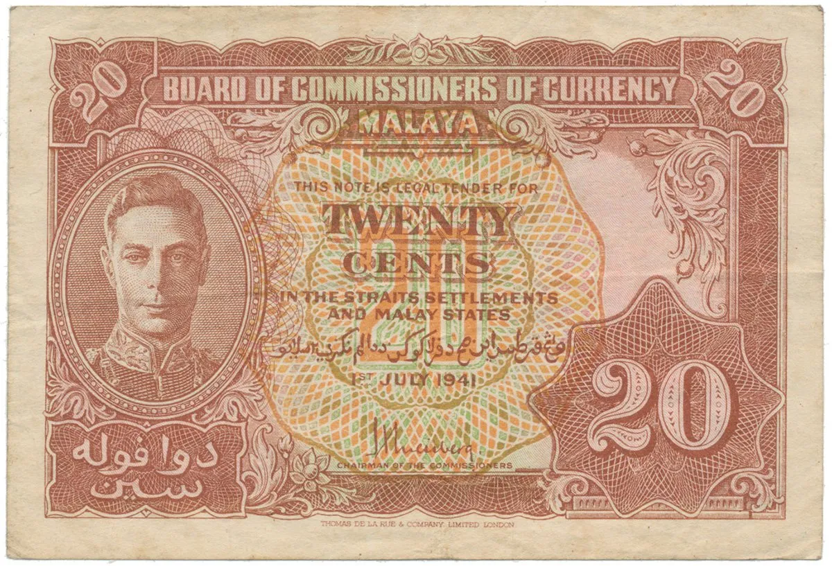 Malajsie, 20 Cents 1941, P.9a