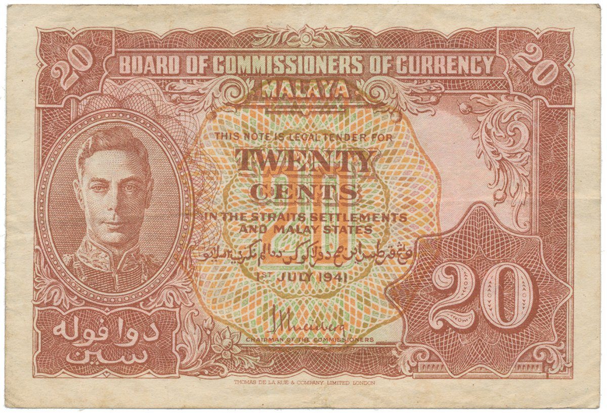 Malajsie, 20 Cents 1941, P.9a