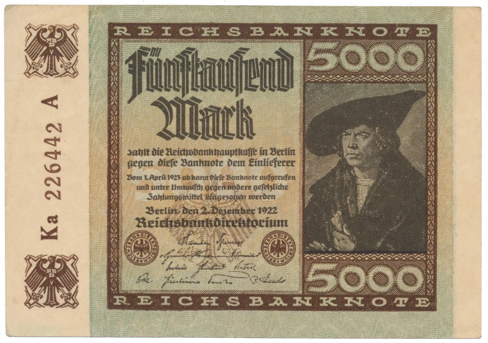 Německo, 5000 Mark 1922, Ro.80c