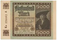 Německo, 5000 Mark 1922, Ro.80c