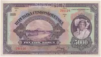Československo, 5000 Koruna 1920, série C, perf. 1x SPECIMEN, Hej.17bC