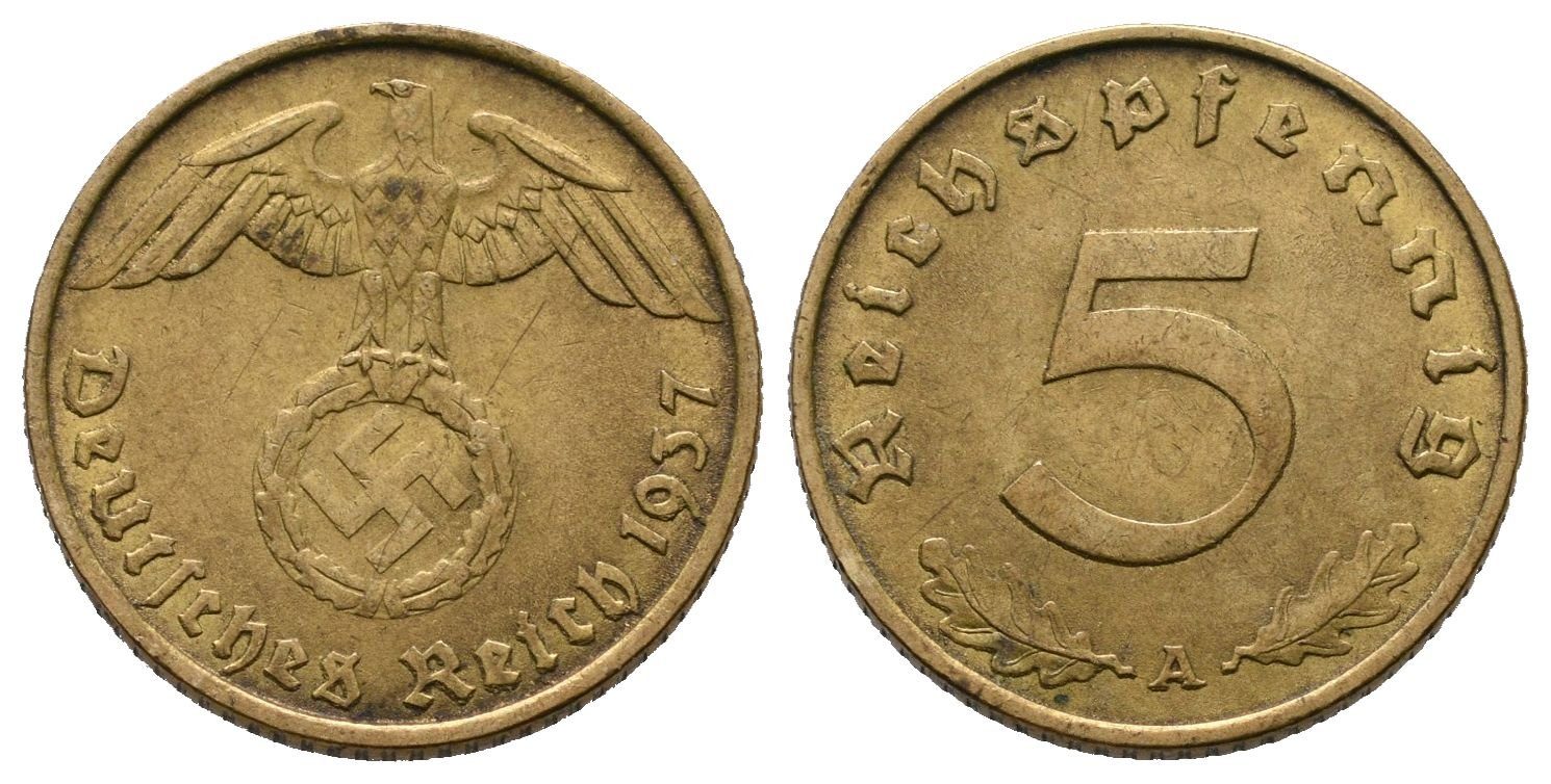 III. říše, 5 Pfennig 1937 A
