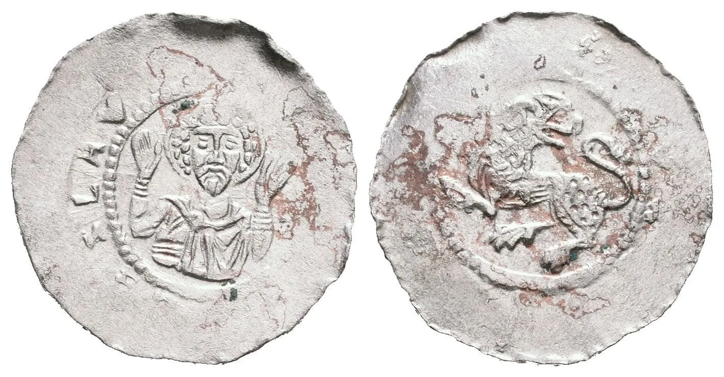 Denár, Cach 619, nedor. opisy, patina, lehce zvlněný okraj (0,88 g)_R! — 1