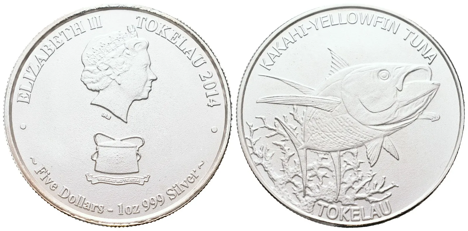 Tokelau, 5 Dollars 2014 - 1 Oz (Yellowfin Tuna)