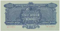 Československo, 1000 Koruna 1944, perf. 2x SPECIMEN dole, Hej.61a.S3