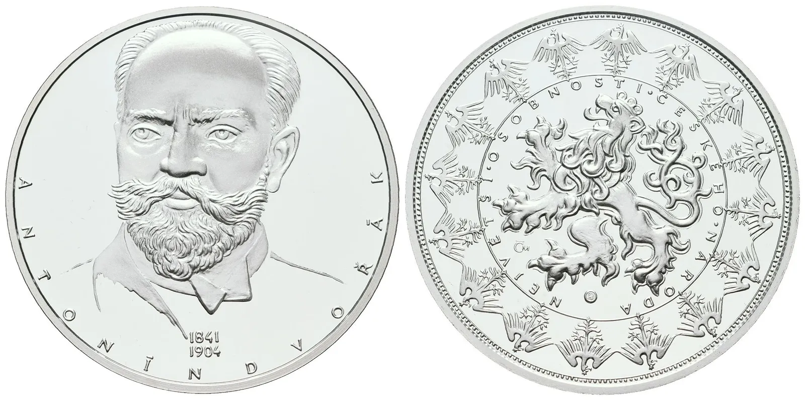 Stříbrná investiční medaile - Antonín Dvořák - Ag 29 g - 999/1000 + Certifikát