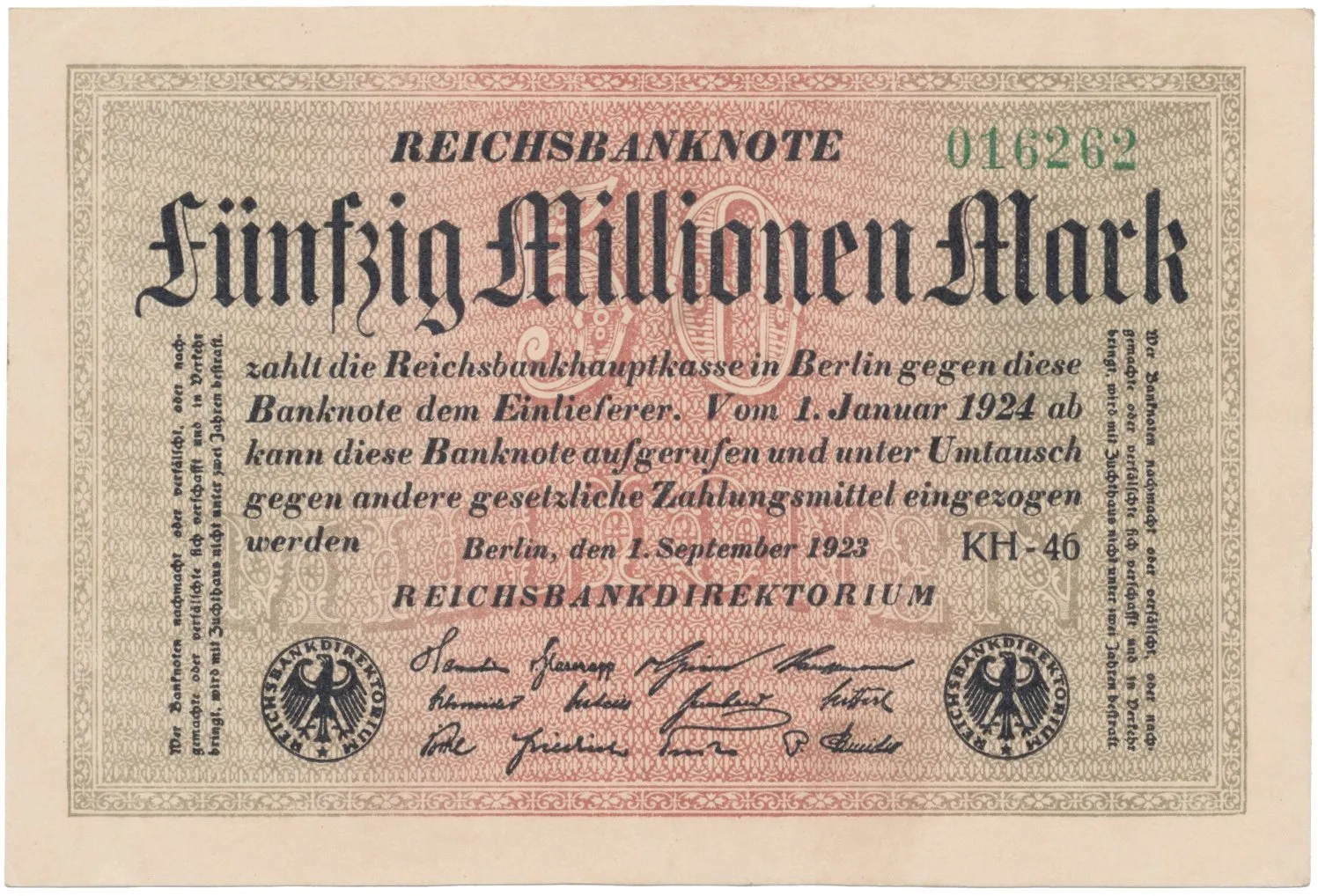 Německo, 50 Millionen Mark 1923, Ro.108e