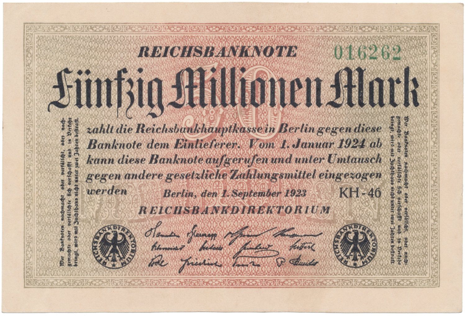 Německo, 50 Millionen Mark 1923, Ro.108e