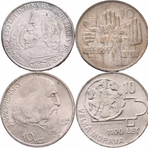 10 Kčs 1957 - CH. J. Willenberg a Komenský, 1964 - SNP, 1966 - Velká Morava,