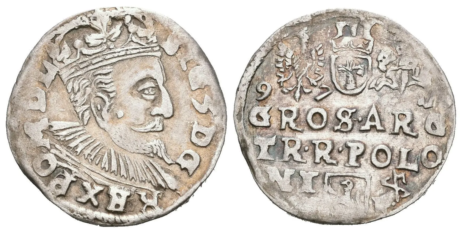 III Groš 1597, Lublin, Iger L.97.14b (R4!), pěkná zachovalost, patina, — 1