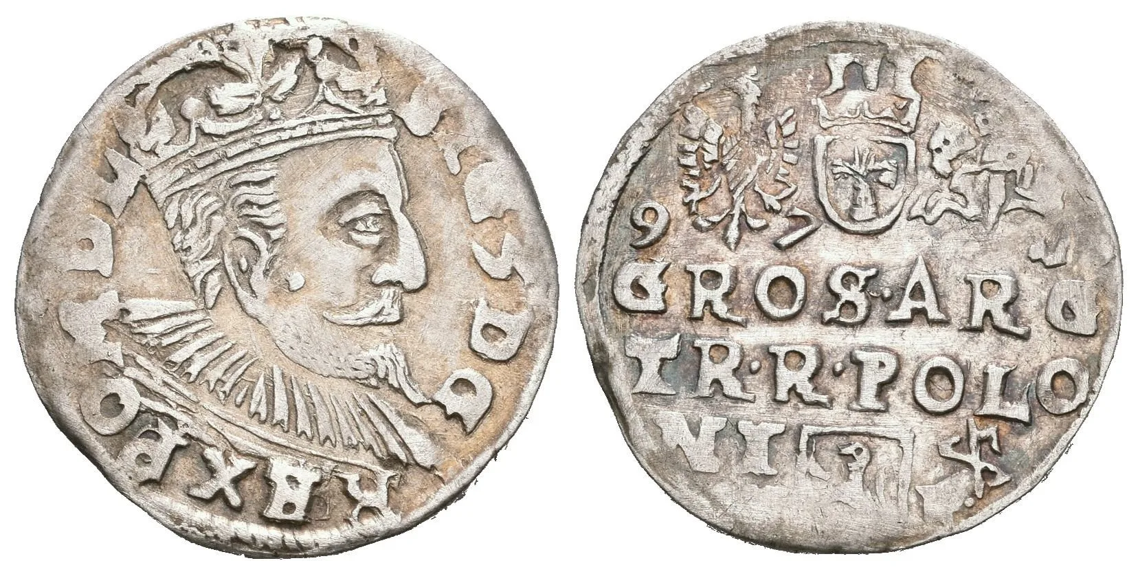 III Groš 1597, Lublin, Iger L.97.14b (R4!), pěkná zachovalost, patina, — 1