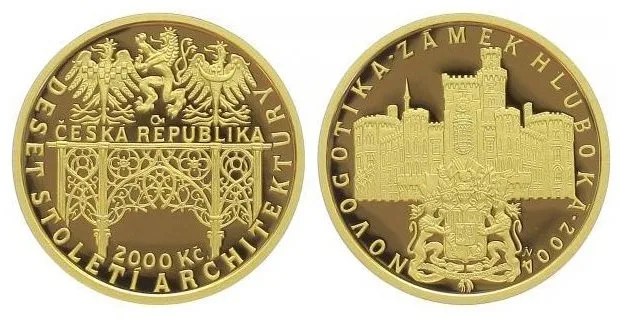 2000 Kč 2004 - Novogotika - Zámek Hluboká, PROOF