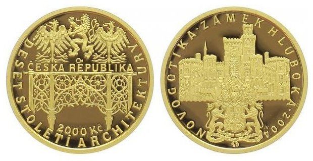 2000 Kč 2004 - Novogotika - Zámek Hluboká, PROOF