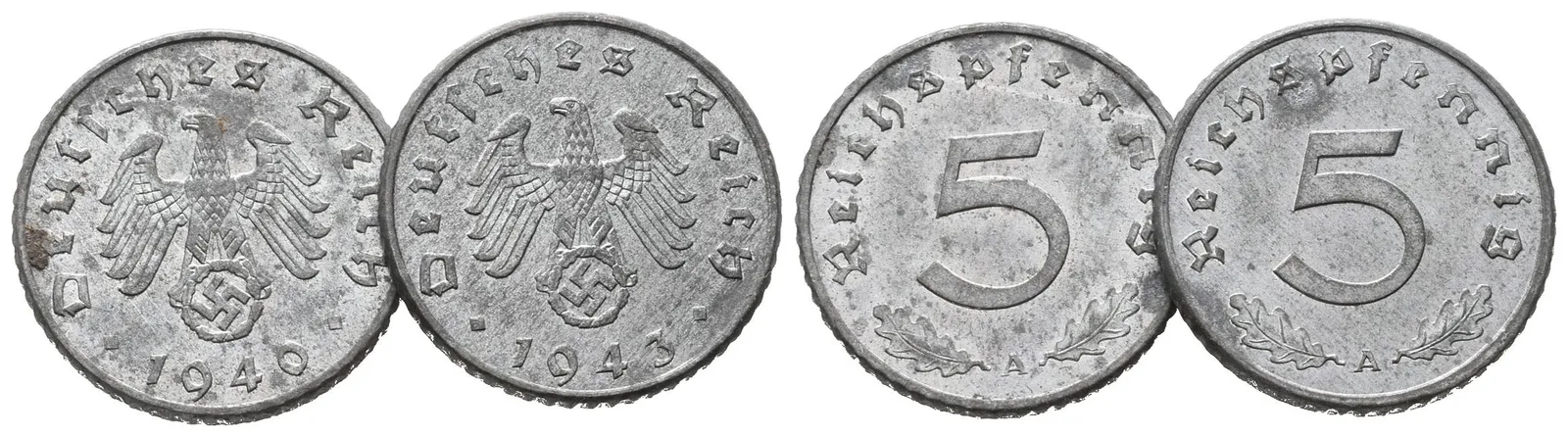 III. říše, 5 Pfennig 1940 A, 1943 A