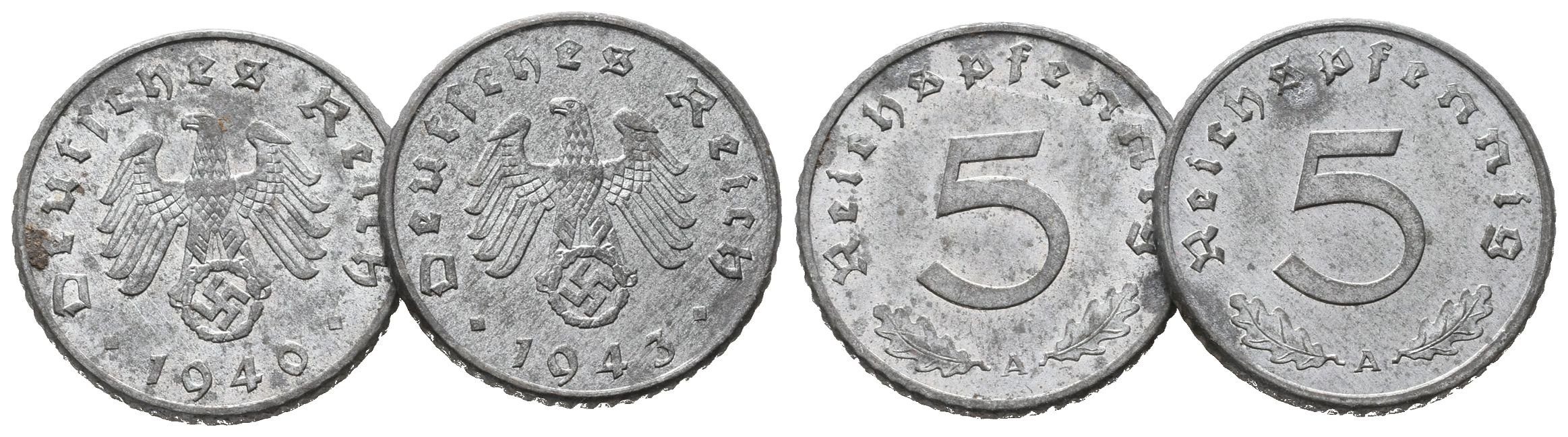 III. říše, 5 Pfennig 1940 A, 1943 A