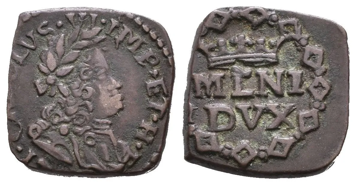 Quattrino b.l. (1725 - 1736), Milan - pro Lombardsko, patina, — 1