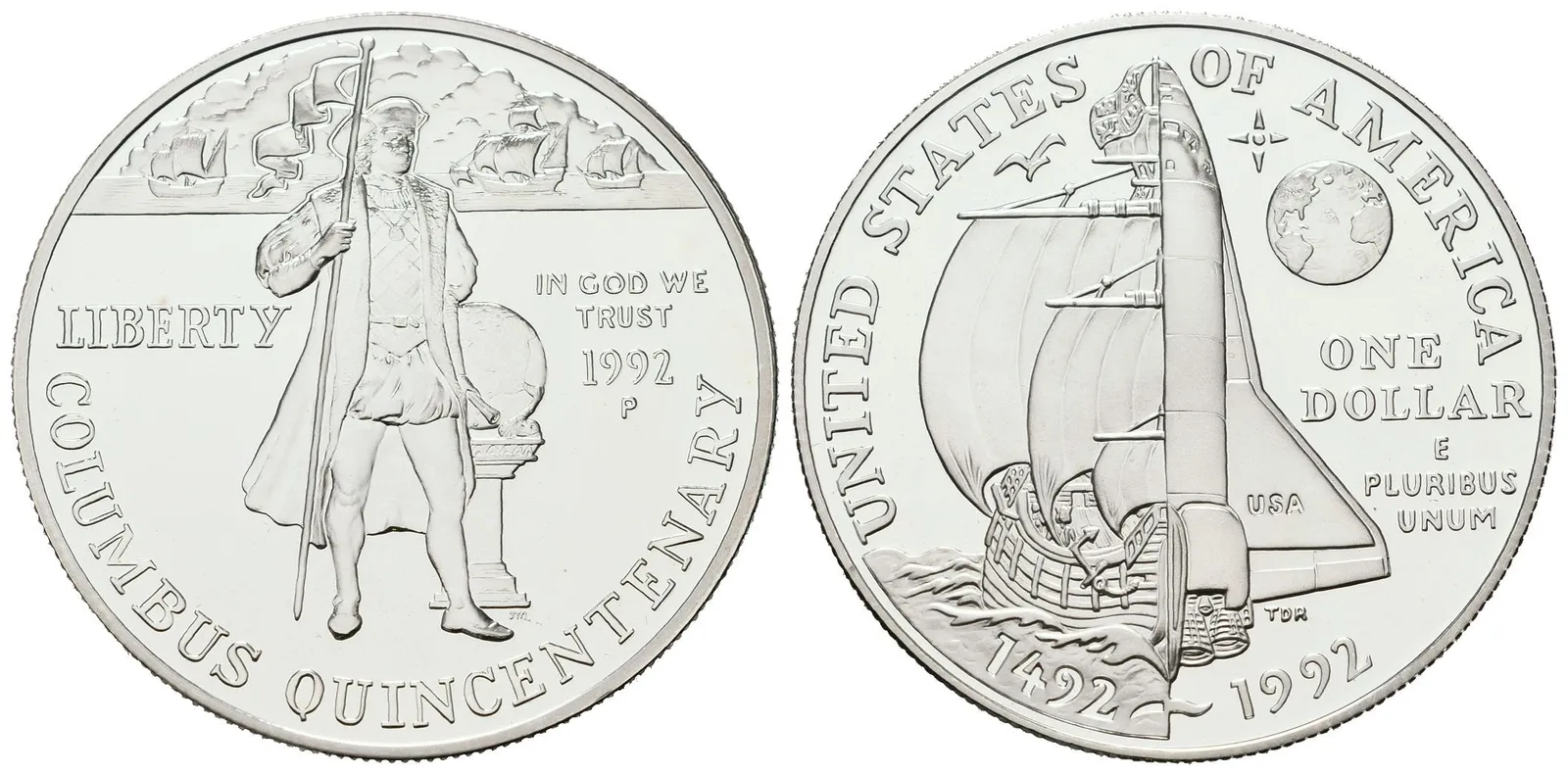 USA, 1 Dollar 1992 - Kryštof Kolumbus, PROOF