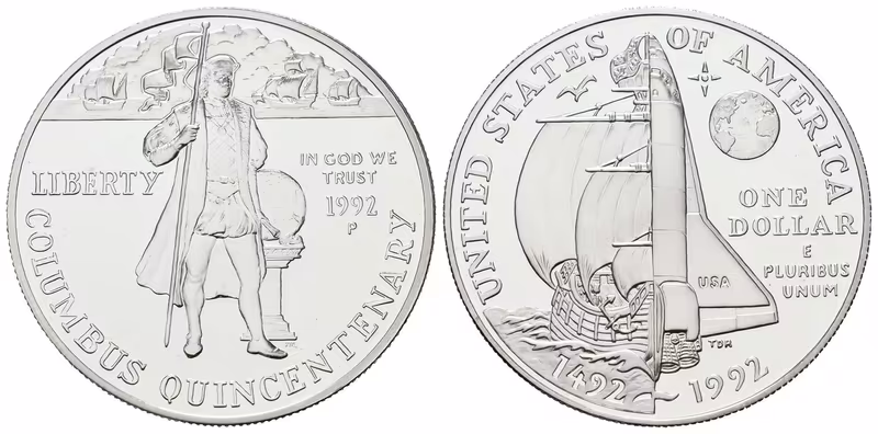 USA, 1 Dollar 1992 - Kryštof Kolumbus, PROOF