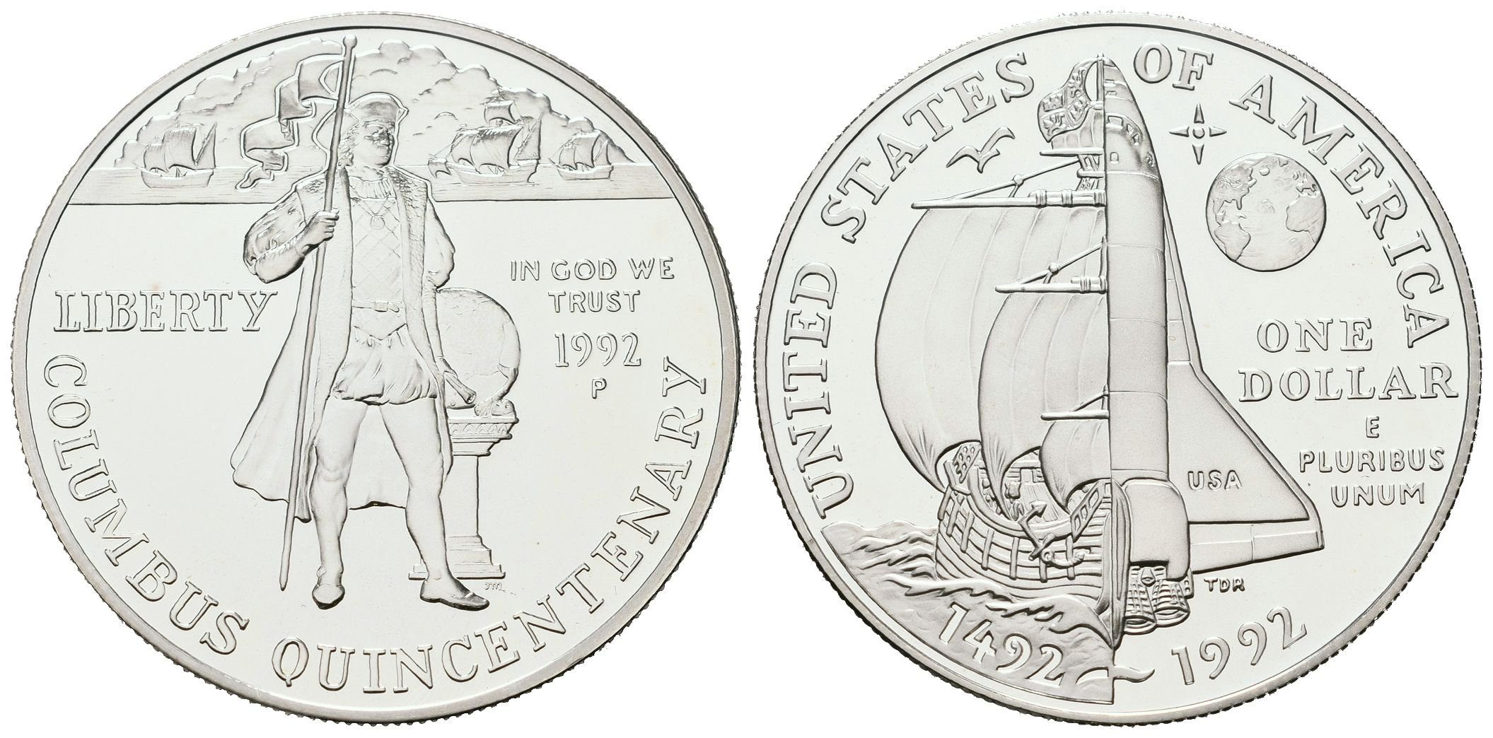 USA, 1 Dollar 1992 - Kryštof Kolumbus, PROOF