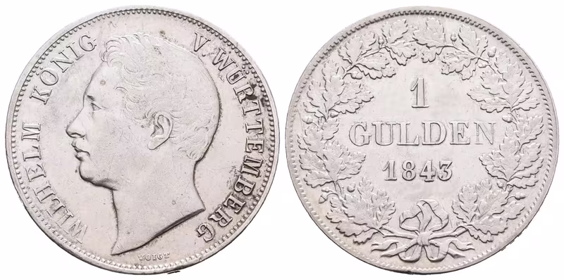 Württemberg, 1 Gulden 1843