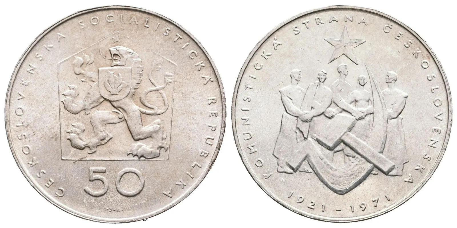 50 Kčs 1971 - 50 let KSČ, Aurea.122, lesk — 1