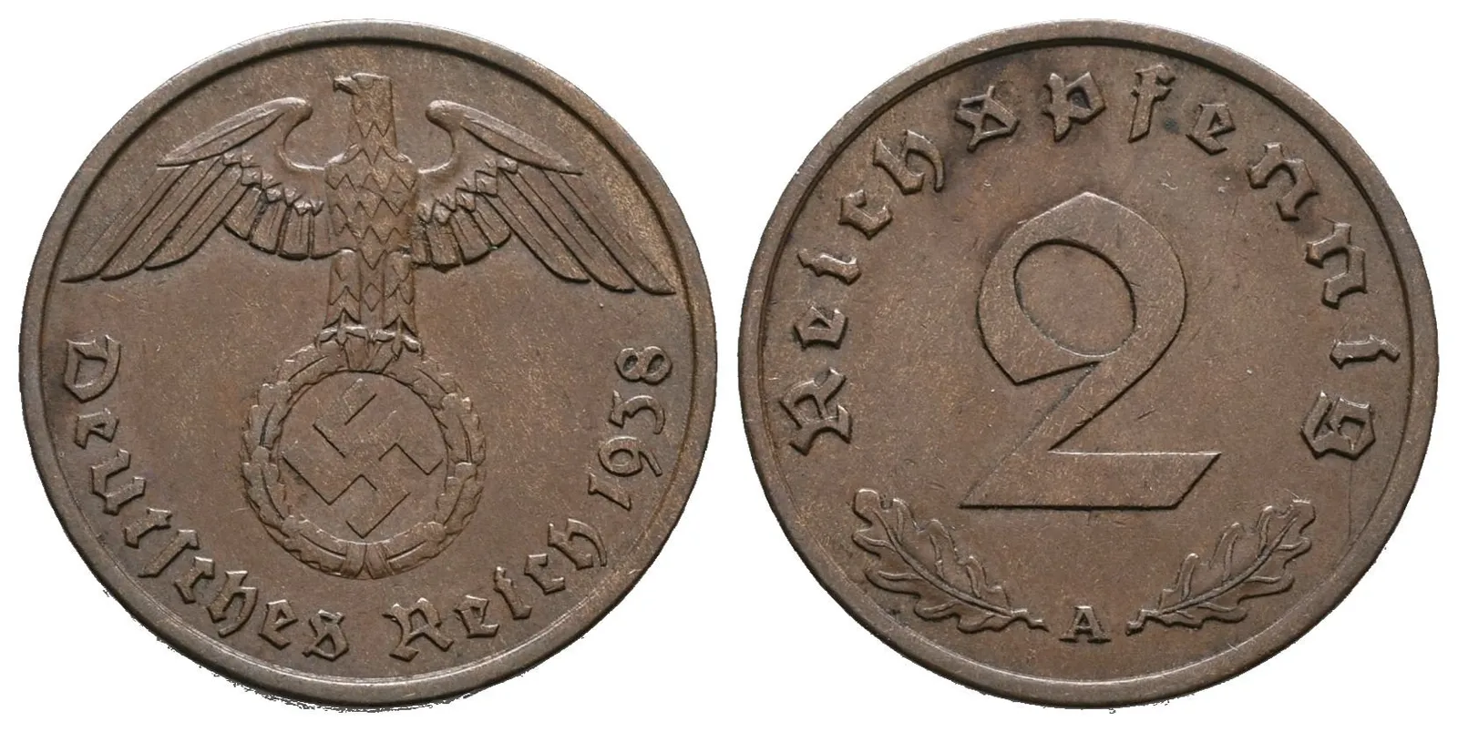 III. říše, 2 Pfennig 1938 A