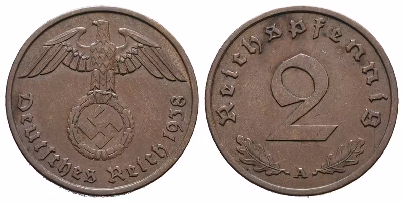 III. říše, 2 Pfennig 1938 A