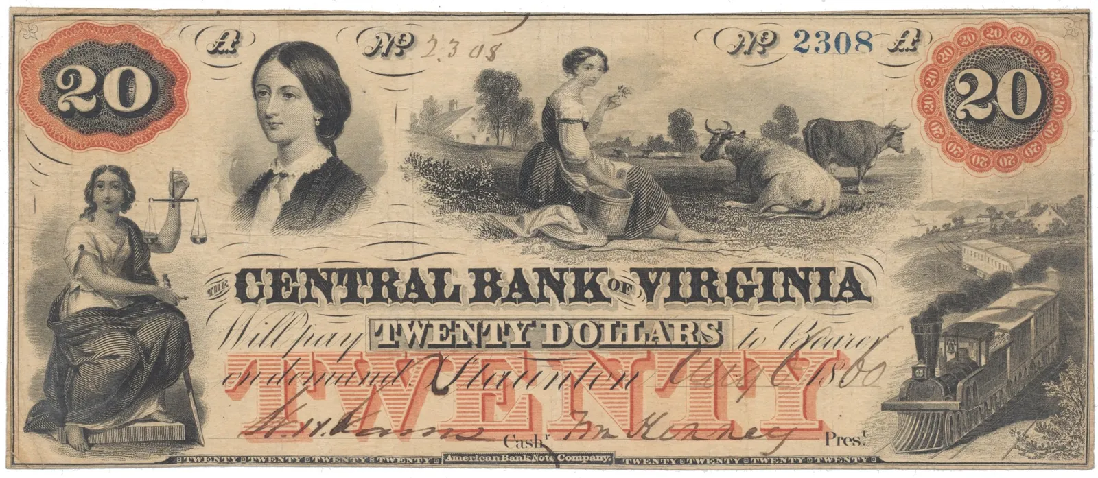 USA - Virginie, 20 Dollar 1860