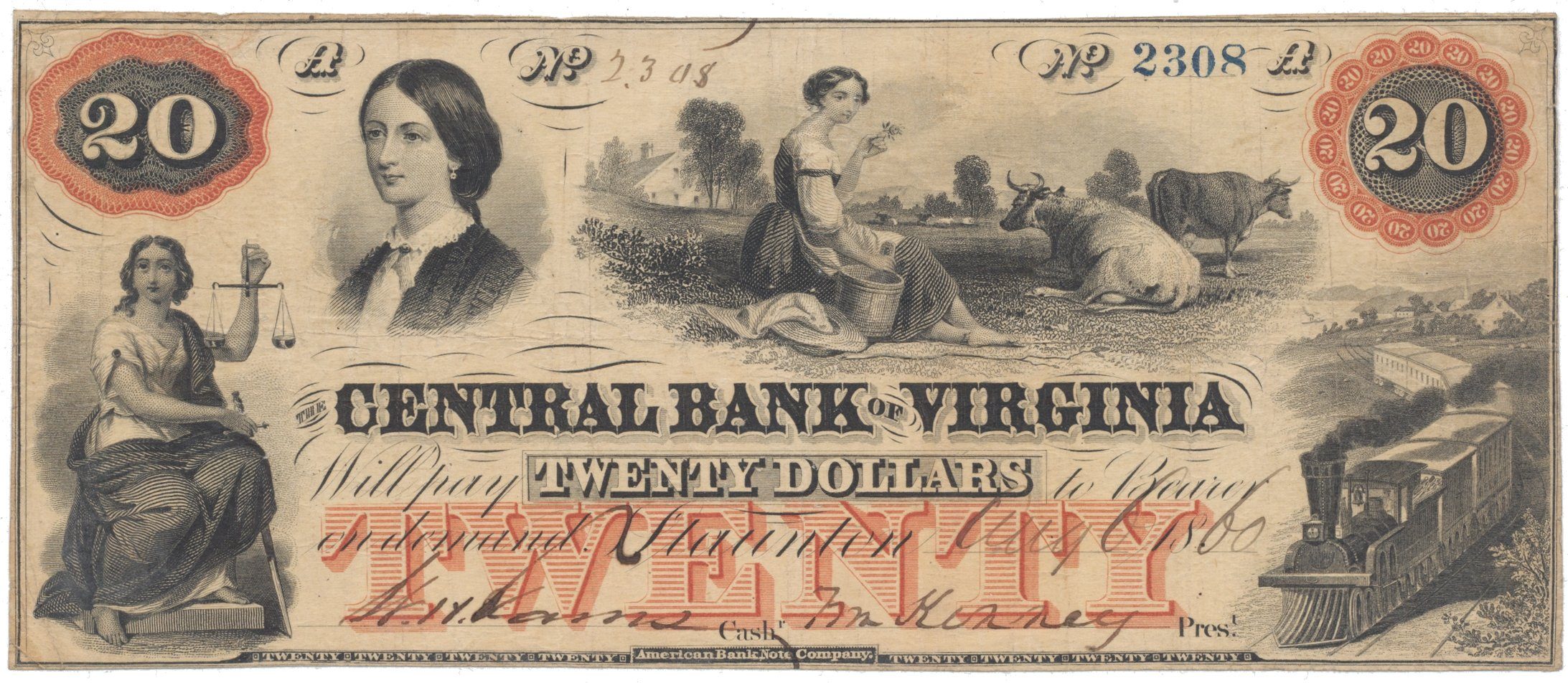 USA - Virginie, 20 Dollar 1860