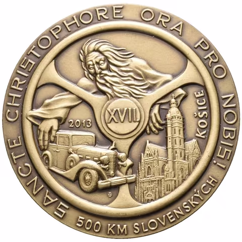 AE Medaile 2013 - Veteránská rallye "500 km slovenských" Košice. Bronz 56 mm