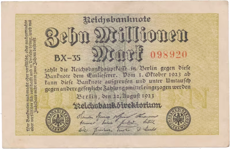 Německo, 10 Millionen Mark 1923, Ro.105c