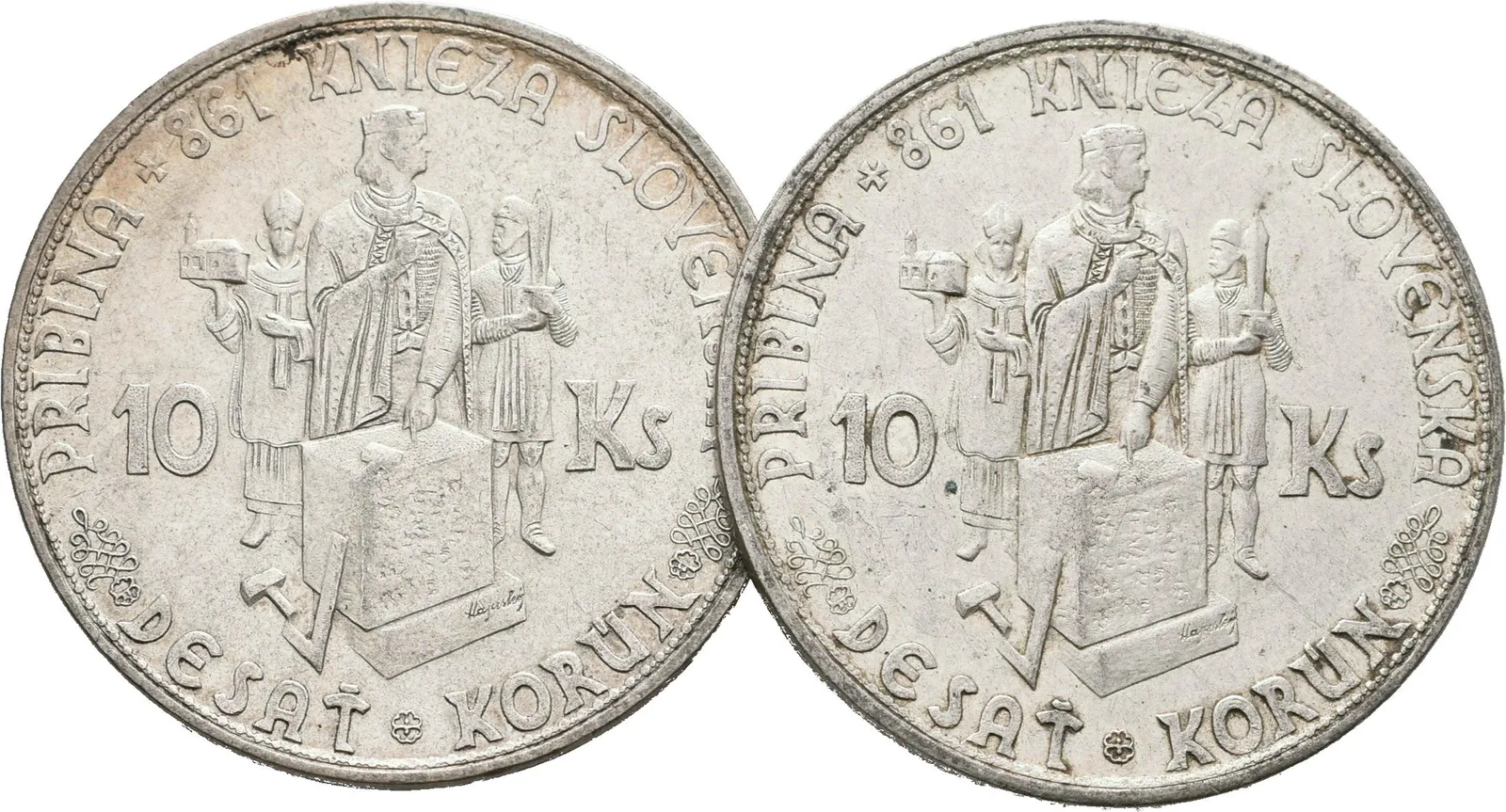 10 Koruna 1944 - s křížkem a bez křížku na kapličce
