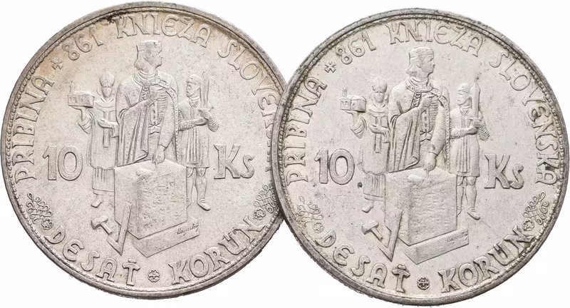 10 Koruna 1944 - s křížkem a bez křížku na kapličce