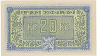 Československo, 20 Koruna b.d. (1945), perforace 3 md svisle, Hej.72a.S1 - fotografie 2