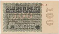 Německo, 100 Millionen Mark 1923, Kreuzblütten, Ro.106e