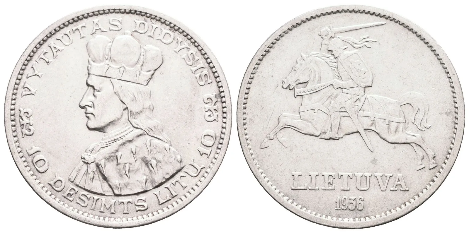 Litva, 10 Litas 1936 - Vytautas Didysis