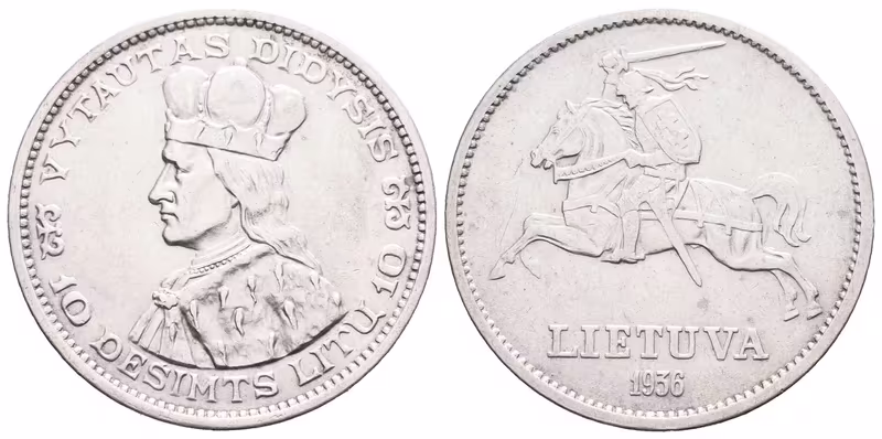 Litva, 10 Litas 1936 - Vytautas Didysis